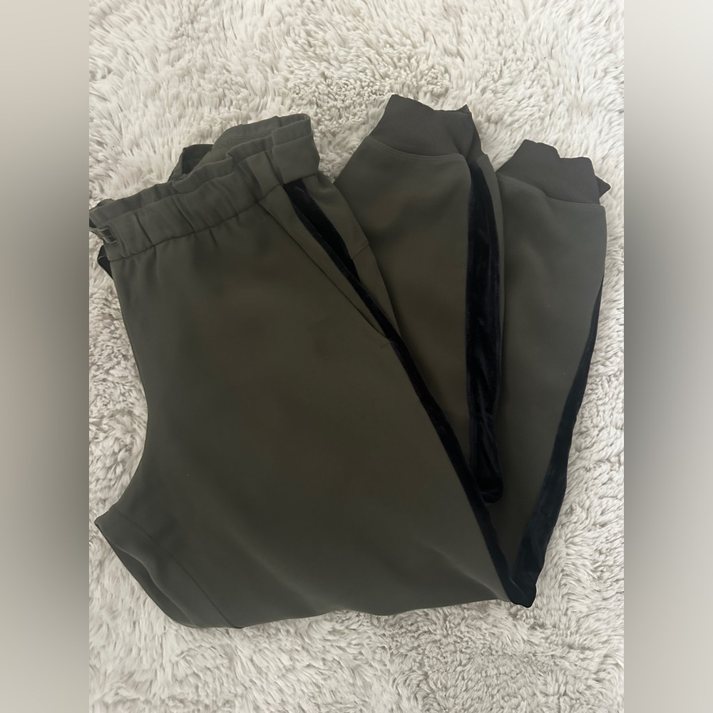 lululemon Olive Green and Black velvet Track Joggers
